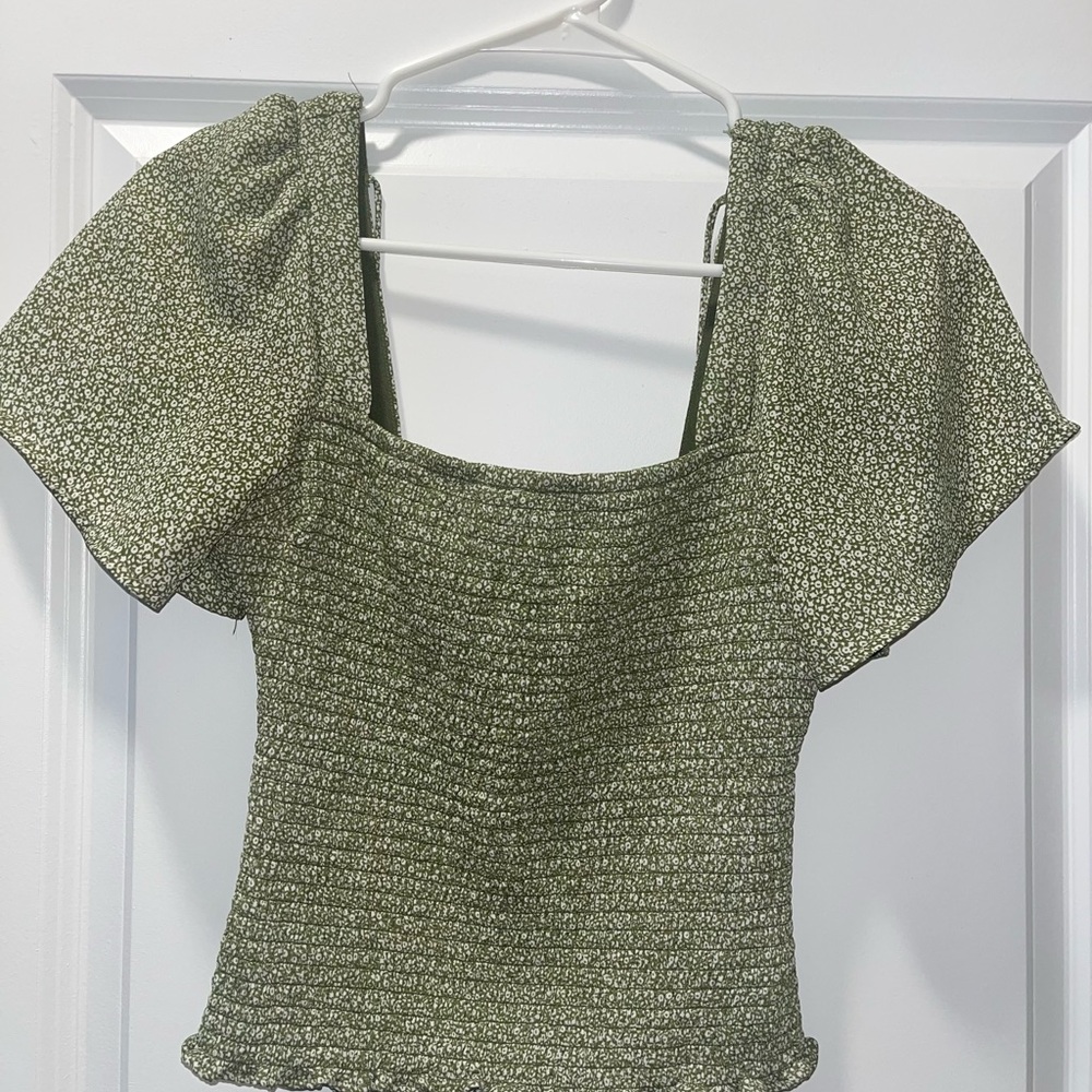 Abercrombie smocked flutter-sleeve top